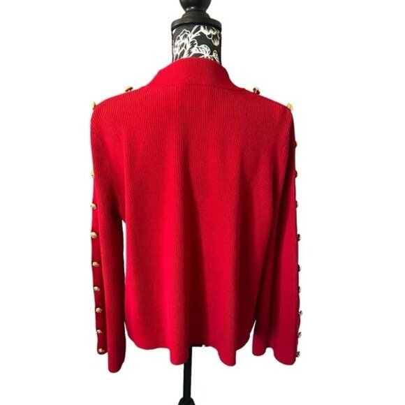 TUCKERNUCK Red Monroe Cashmere Sweater w/Gold Button Accents, EUC - Picture 3 of 7